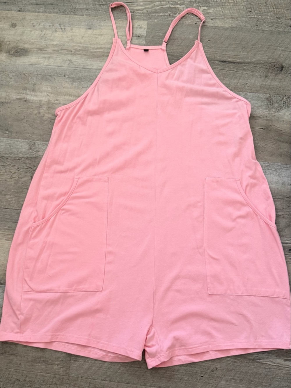 Pink Sleeveless Romper with Front Pockets